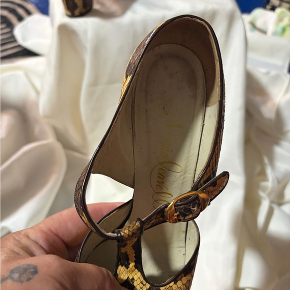 ✨ RARE Vintage Italian Python Snakeskin T-Strap Mary Jane Heels - Picture 6 of 11